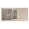 Quadron EVAN 156 GraniteQ zlewozmywak z syfonem Push To Open 1,5-komorowy z/o (1000x500x210; kom. 420x480) pearl beige / elementy stalowe HQE510050U2BSP2O